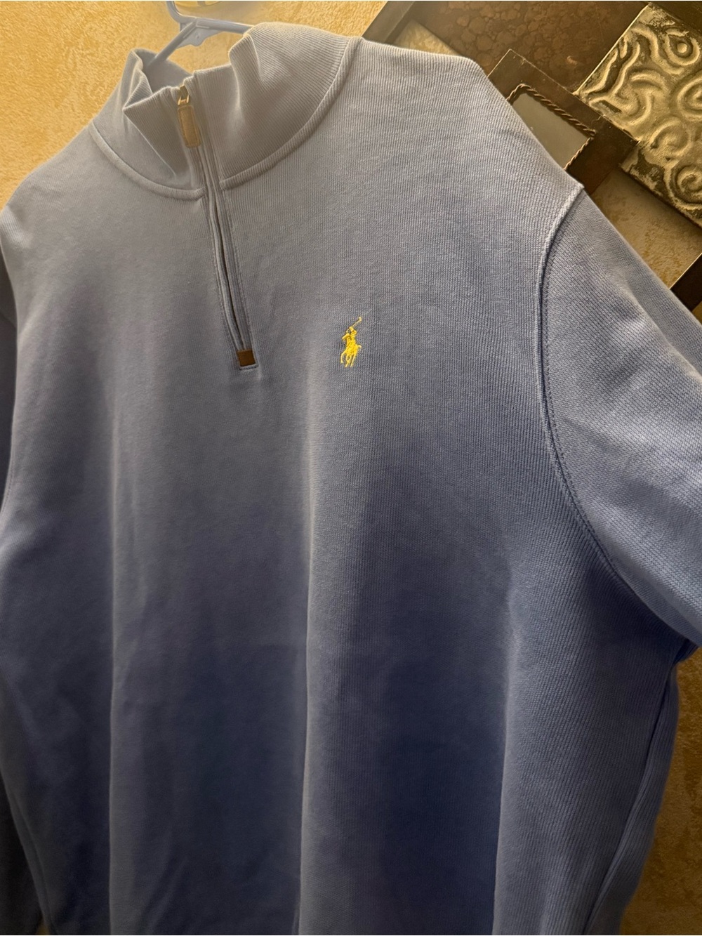 Polo by Ralph Lauren Men’s light Blue & yellow Quarter-Zip Sweater - Picture 3 of 7